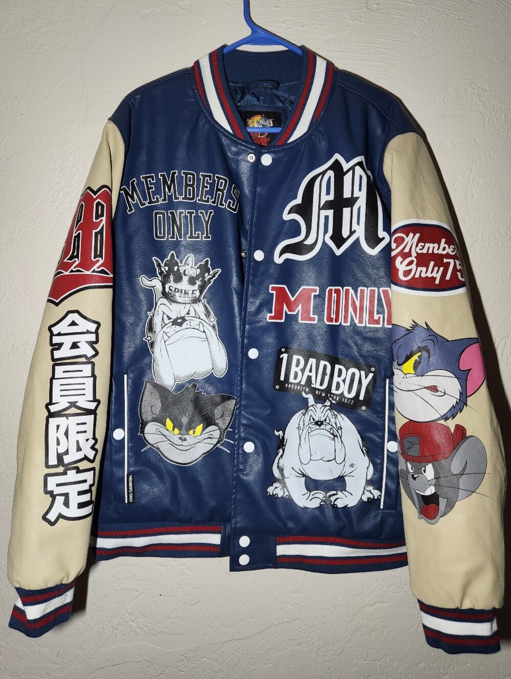 Vintage Members Only x Tom & Jerry Size XL Varsity Jacket w/Character Graphics